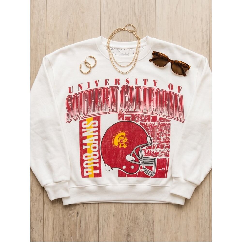 Pressbox White & Red USC Southern California Graphic Sweatshirt - Women - Picture 4 of 7